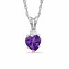 Thumbnail Image 0 of 5mm Heart-Shaped Amethyst Pendant in Sterling Silver with CZ