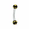 Thumbnail Image 1 of 016 Gauge Yellow UV Acrylic Curved Barbell with Crystals in Stainless Steel