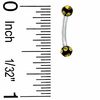 Thumbnail Image 2 of 016 Gauge Yellow UV Acrylic Curved Barbell with Crystals in Stainless Steel