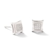 Thumbnail Image 1 of Diamond Accent Pavé Curved Frame Earrings in Sterling Silver