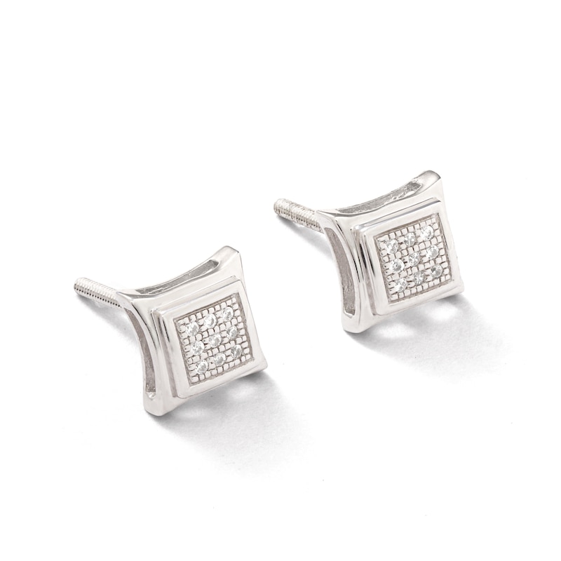 Main Image 2 of Diamond Accent Pavé Curved Frame Earrings in Sterling Silver