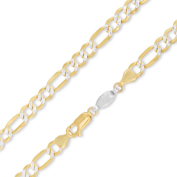 Reversible 120 Gauge PavÃ© Figaro Chain Necklace in 14K Gold Bonded Sterling Silver