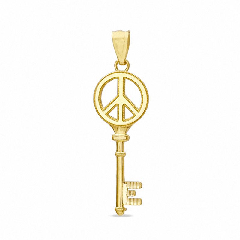 Main Image 1 of Peace Sign Key Charm in 10K Gold