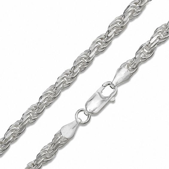Sterling Silver Gauge Diamond-Cut Rope Chain Necklace
