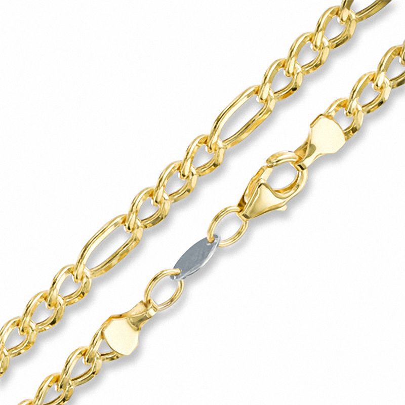 5.2mm Figaro Chain Necklace in 14K Gold Bonded Semi-Solid Sterling