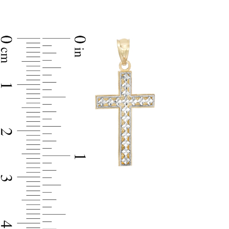 Reversible Cross Charm in 10K Solid Two-Tone Gold