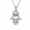 Thumbnail Image 0 of Cubic Zirconia Hamsa with Glass Evil Eye Pendant in Sterling Silver