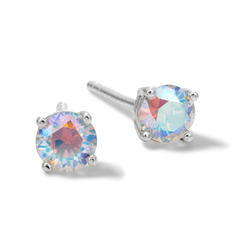Solid Sterling Silver 4mm CZ Earring Studs