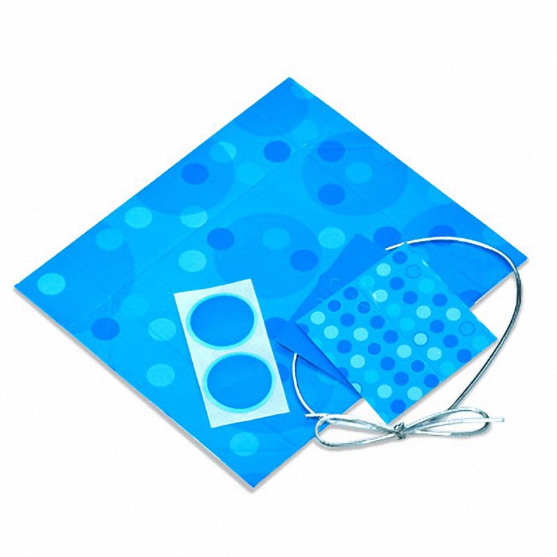Blue Polka Dot Gift Wrap Instant Square Box