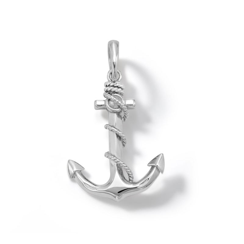 Main Image 1 of Anchor with Rope Charm in Sterling Silver