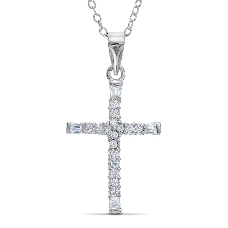 Cubic Zirconia Cross Pendant in Sterling Silver