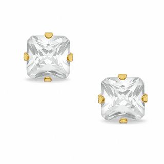 3mm Cubic Zirconia Solitaire Stud Piercing Earrings in 14K Solid Gold -  Short Post | Banter