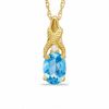 Thumbnail Image 0 of Oval Simulated Blue Topaz and CZ Pendant in Sterling Silver with 14K Gold Plate