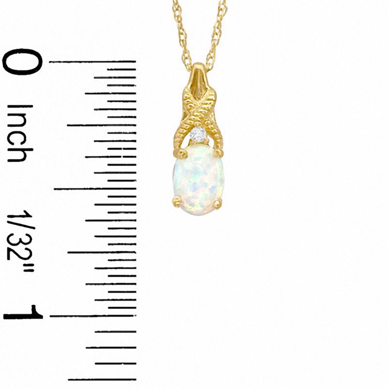 Oval Simulated Opal and CZ Pendant in Sterling Silver with 14K Gold Plate
