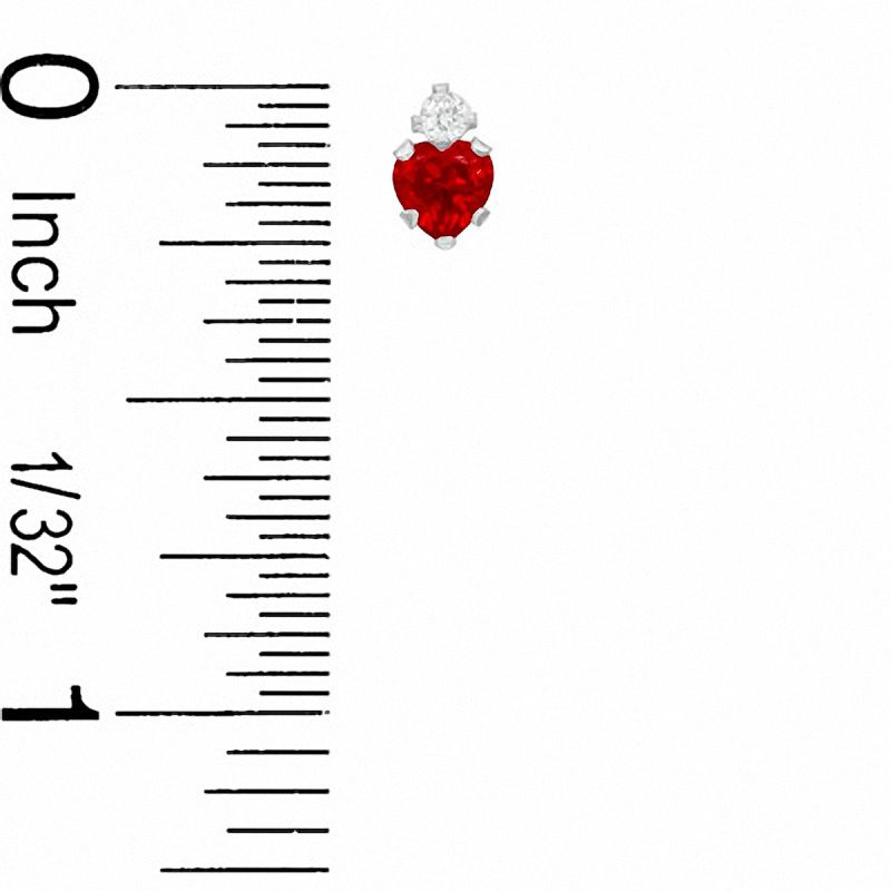 Main Image 3 of Heart-Shaped Lab-Created Ruby Pendant and Earrings Set in Sterling Silver with CZ