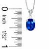 Thumbnail Image 1 of Oval Simulated Sapphire Pendant and Earrings Set in Sterling Silver with CZ