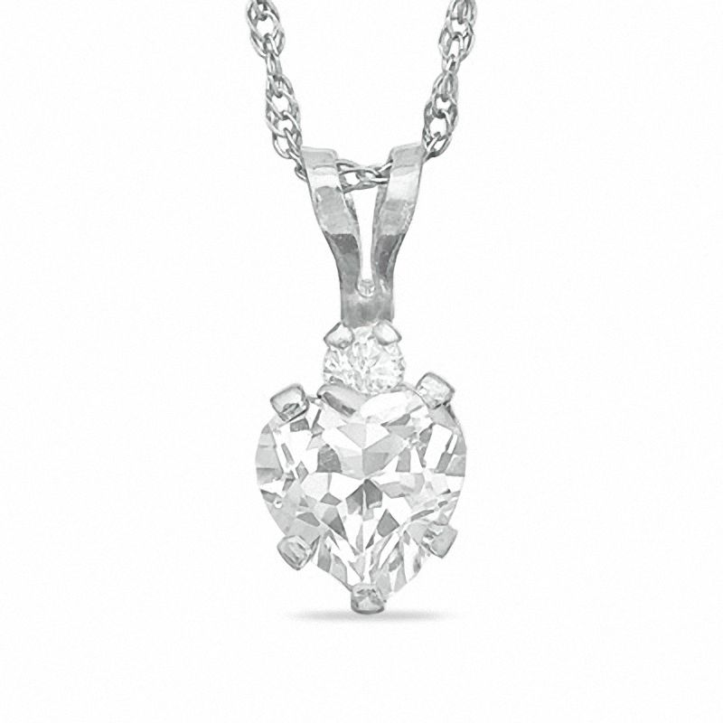 5mm Heart-Shaped Lab-Created White Sapphire Pendant in Sterling Silver with CZ