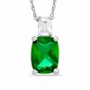 Thumbnail Image 0 of Cushion-Cut Simulated Emerald Pendant in Sterling Silver with CZ