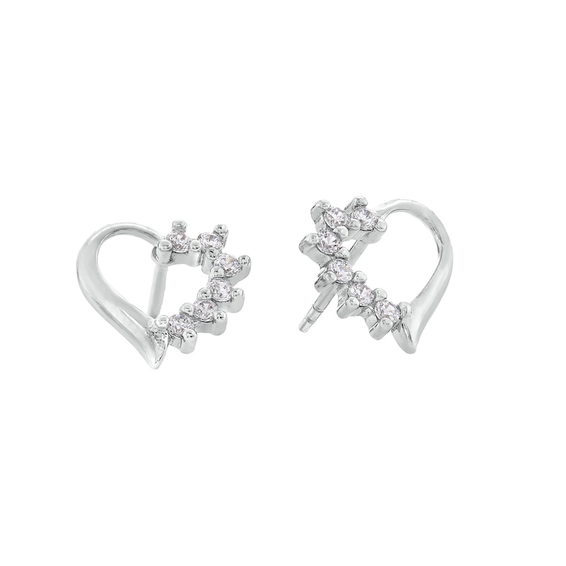 Main Image 1 of Cubic Zirconia Heart Stud Earrings in Sterling Silver