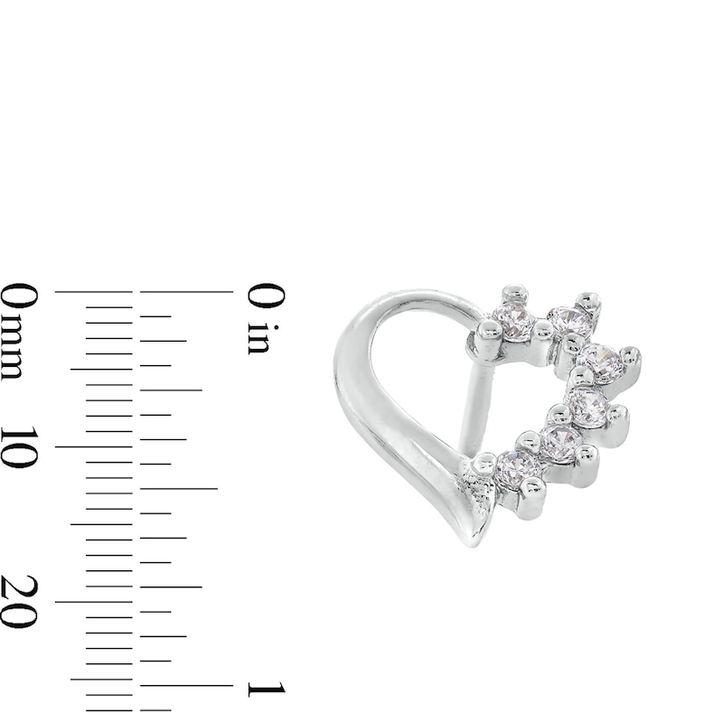 Main Image 3 of Cubic Zirconia Heart Stud Earrings in Sterling Silver