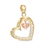 Thumbnail Image 0 of Cubic Zirconia Open Heart Dangle Charm in 10K Two-Tone Gold