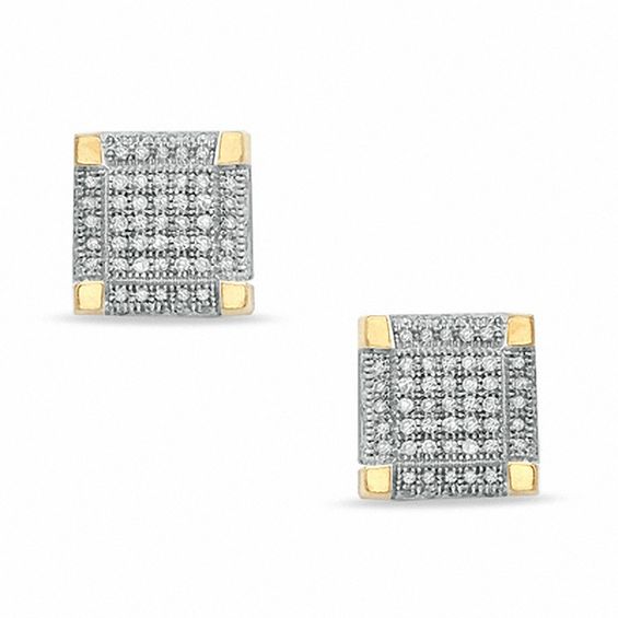 1/4 CT. T.W. Diamond Square Stud Earrings in 10K Gold