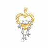 Diamond-Cut Heart and Frog Charm in 10K Two-Tone Gold