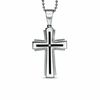 Thumbnail Image 1 of Diamond Accent Layered Cross Pendant in Stainless Steel - 24&quot;