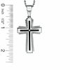 Thumbnail Image 2 of Diamond Accent Layered Cross Pendant in Stainless Steel - 24&quot;