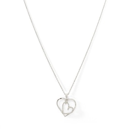 Diamond Accent Double Heart Pendant in Sterling Silver