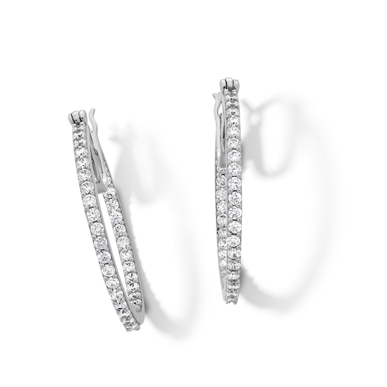 30mm Cubic Zirconia Inside-Out Hoop Earrings in Sterling Silver