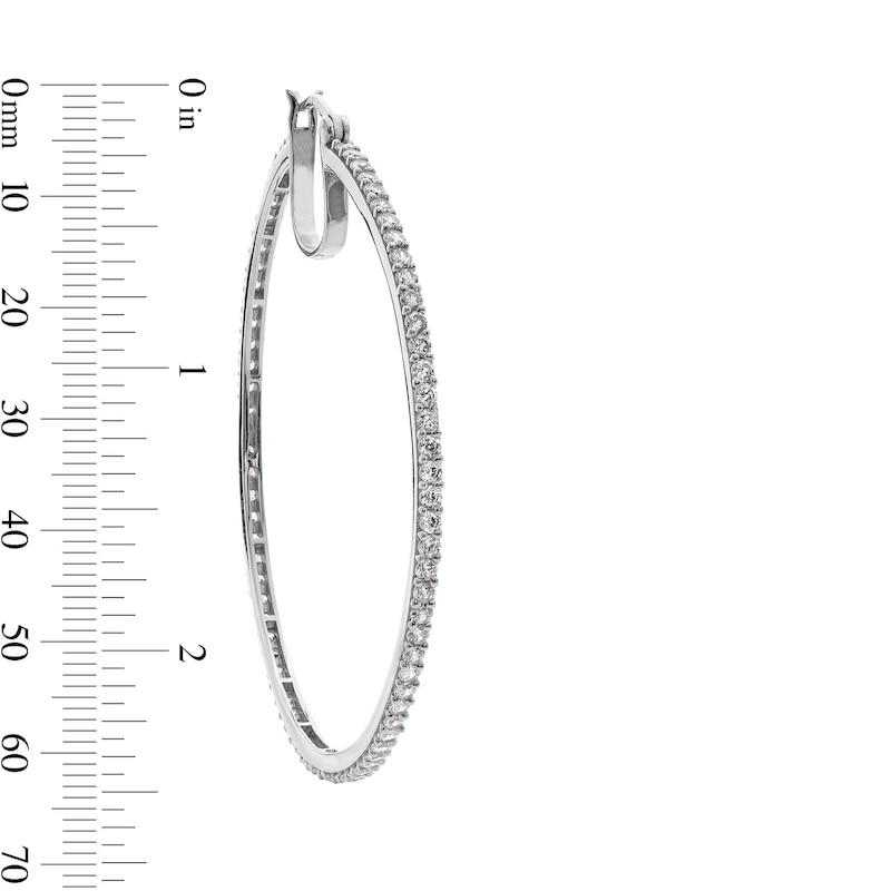 Main Image 6 of Cubic Zirconia 2 x 55mm Hoop Earrings in Sterling Silver