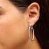 Thumbnail Image 2 of Cubic Zirconia Inside-Out 2 x 40mm Hoop Earrings in Sterling Silver