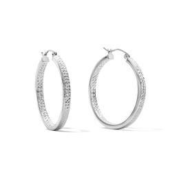 30mm Diamond-Cut Inside-Out Hoop Earrings in Hollow Sterling Silver