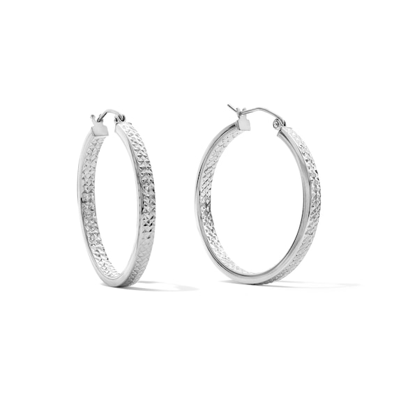 30mm Diamond-Cut Inside-Out Hoop Earrings in Hollow Sterling Silver