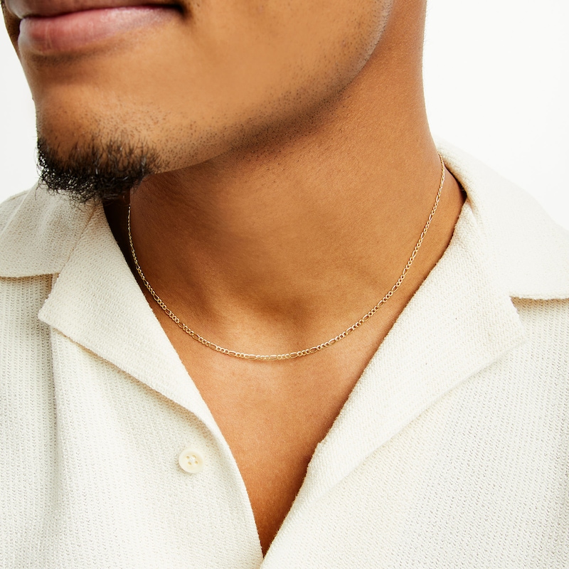 Main Image 2 of 050 Gauge Figaro Chain Necklace in 14K Hollow Gold Bonded Sterling Silver - 18&quot;