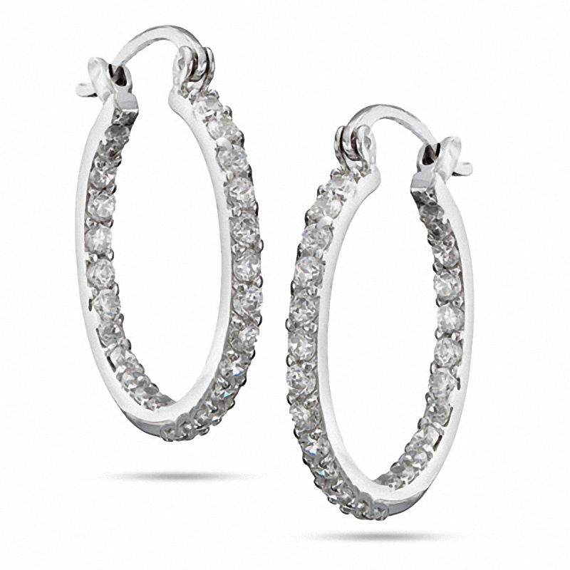 20mm Cubic Zirconia Inside Out Hoop Earrings In Sterling Silver Banter