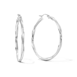 45mm Twist Tube Hoop Earrings in Hollow Sterling Silver