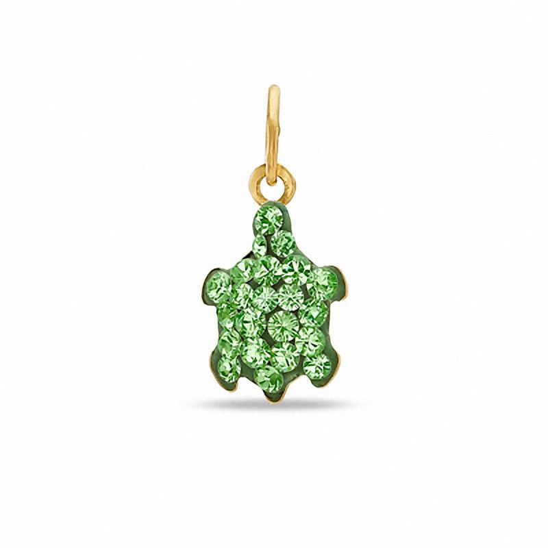 Green Crystal Turtle Charm in 10K Gold