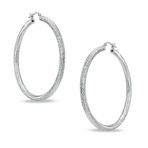 60mm Diamond-Cut Hoop Earrings in Sterling Silver