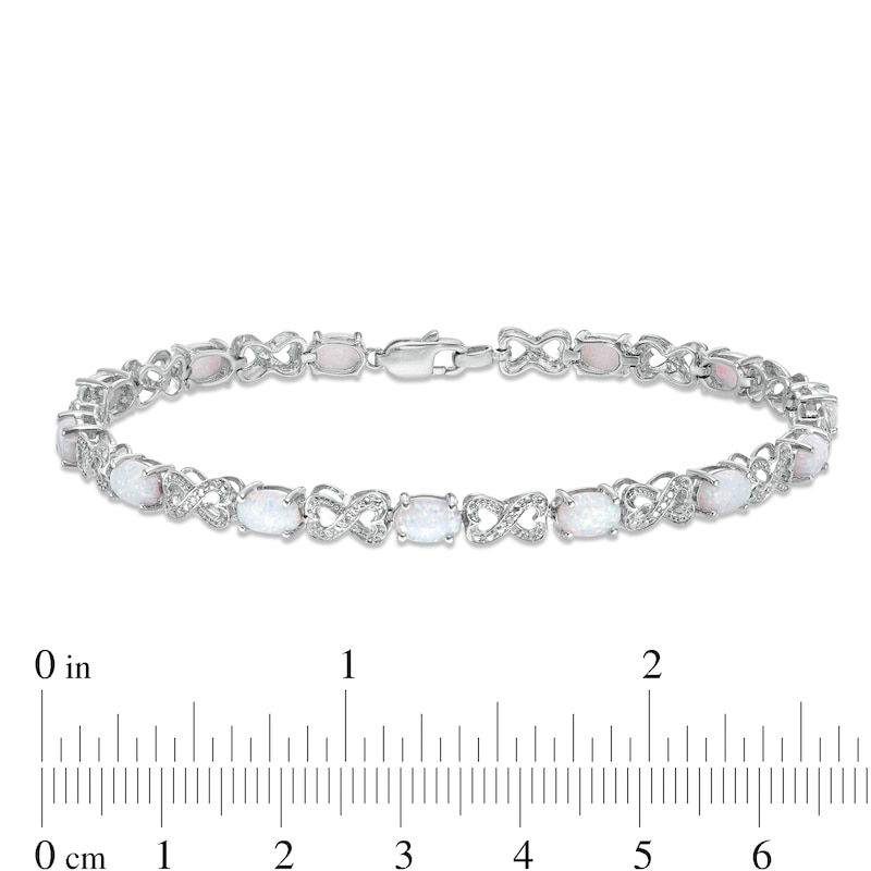 Oval Lab-Created Opal and Diamond Bracelet in Sterling Silver - 7.25"