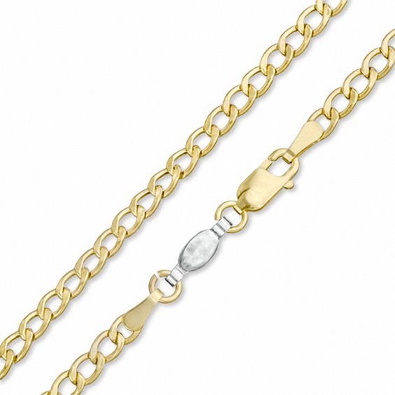 080 Gauge Curb Chain Bracelet in Sterling Silver with 14K Gold Plate - 8"