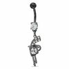 Thumbnail Image 0 of 014 Gauge Black Gun Dangle Belly Button Ring with Cubic Zirconia in Stainless Steel