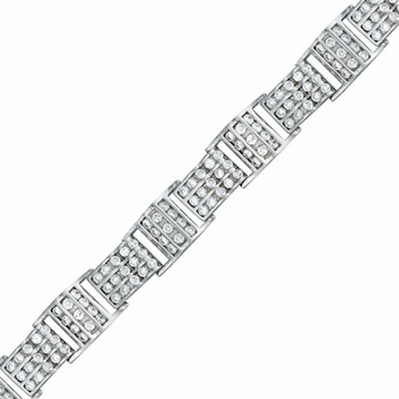 Cubic Zirconia Three Bar Bracelet in Sterling Silver - 9"