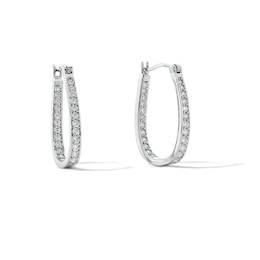 Cubic Zirconia Inside-Out Hoop Earrings in Sterling Silver