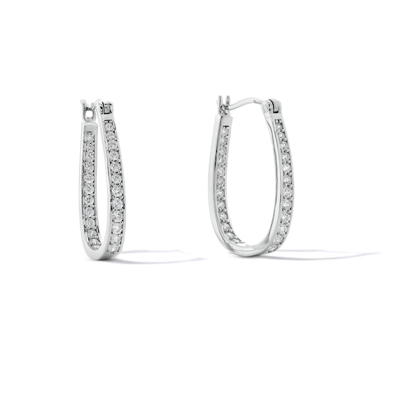 Cubic Zirconia Inside-Out Hoop Earrings in Sterling Silver