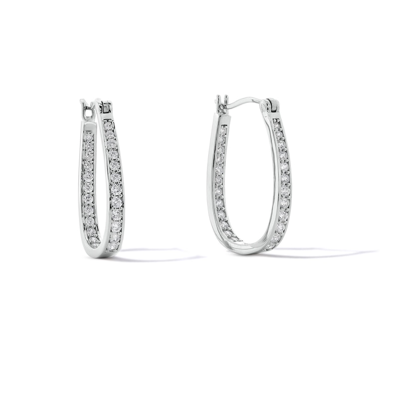 Main Image 1 of Cubic Zirconia Inside-Out Hoop Earrings in Sterling Silver