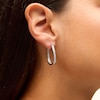 Thumbnail Image 2 of Cubic Zirconia Inside-Out Hoop Earrings in Sterling Silver