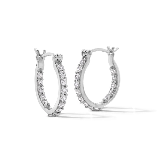 10mm Cubic Zirconia Inside-Out Hoop Earrings in Sterling Silver