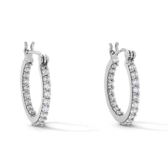 Cubic Zirconia 15mm Inside-Out Hoop Earrings in Sterling Silver